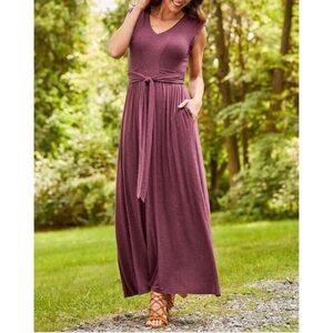 Matilda Jane Women's Small Chasing Waterfalls Tie Front Maxi Dress Purple‎